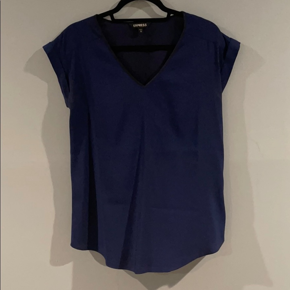 Express Silky Satin Gramercy V-Neck Tee Blouse
